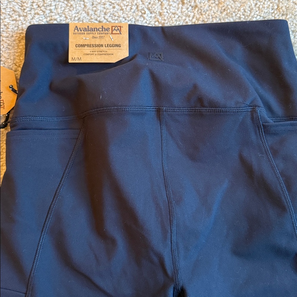 Avalanche high waist compression legging pockets black pants pull on medium - Picture 6 of 8